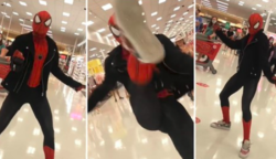 Pókember jelmezben parádézott az egyik bevásárló központban – a vásárlóknak elakadt a szava