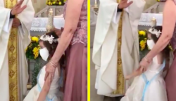A pap meg akarta áldani a gyereket. A kislány reakciója mindenkit lesokkolt