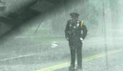 A pár egy rendőrnőt lát az út közepén a zuhogó esőben és rájön hogy megmenti az életüket