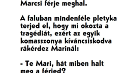 VICC: Marcsi férje meghal. A faluban mindenféle pletyka terjed el, hogy mi okozta a tragédiát