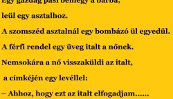 Vicc: Egy gazdag pasi bemegy a bárba, leül egy asztalhoz.