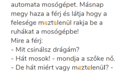 Vicc: Egy szőke nő kap a férjétől egy automata mosógépet…