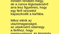 VICC: A repülőn a csinos légiutaskísérő arra lesz figyelmes, hogy egy férfi veszettül kapaszkodik a karfába