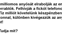 Vicc: A milliomos anyósát elrabolják az emberrablók